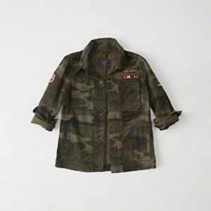 Abercrombie & Fitch Olive Camo Jacket with Patches